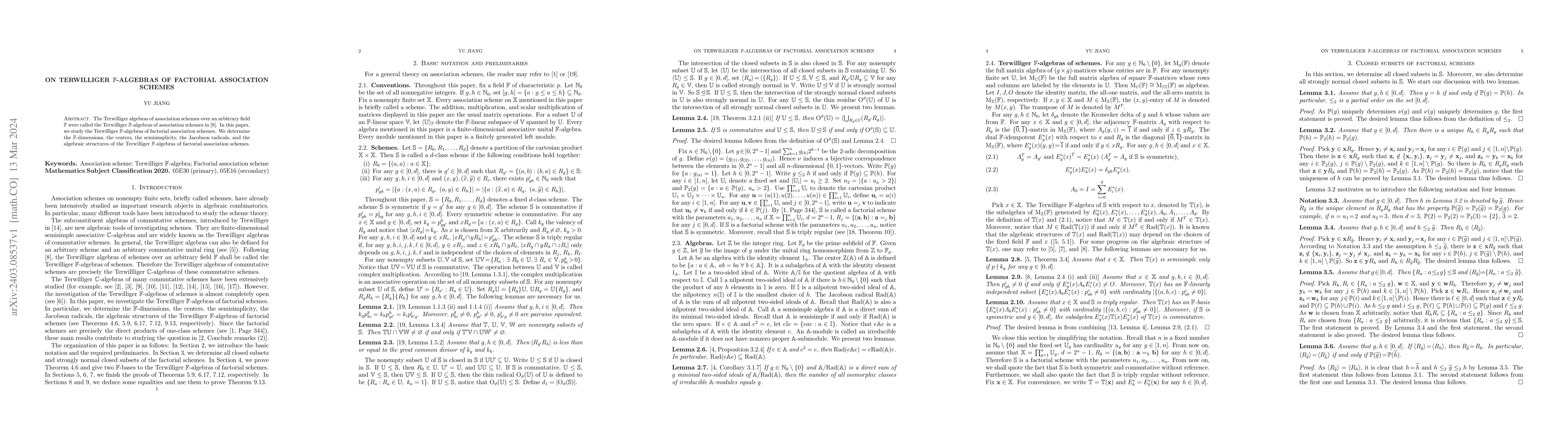 Thumbnail for On Terwilliger $\mathbb{F}$-algebras of factorial association schemes