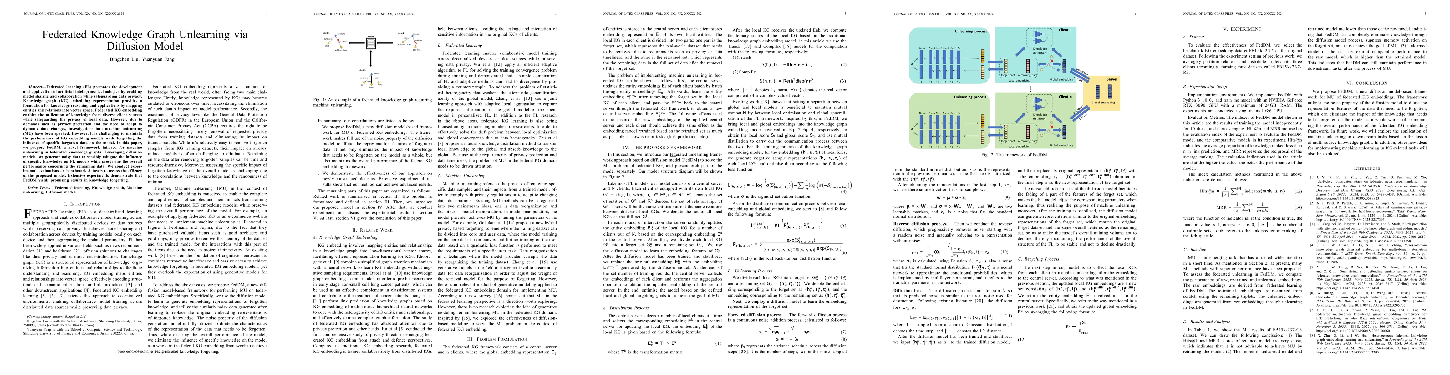 Thumbnail for Federated Knowledge Graph Unlearning via Diffusion Model