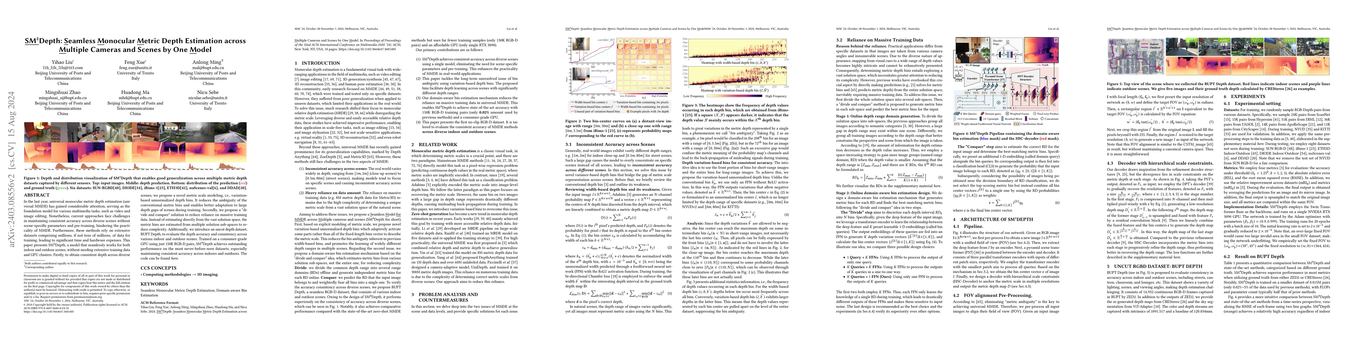 Thumbnail for SM4Depth: Seamless Monocular Metric Depth Estimation across Multiple
  Cameras and Scenes by One Model
