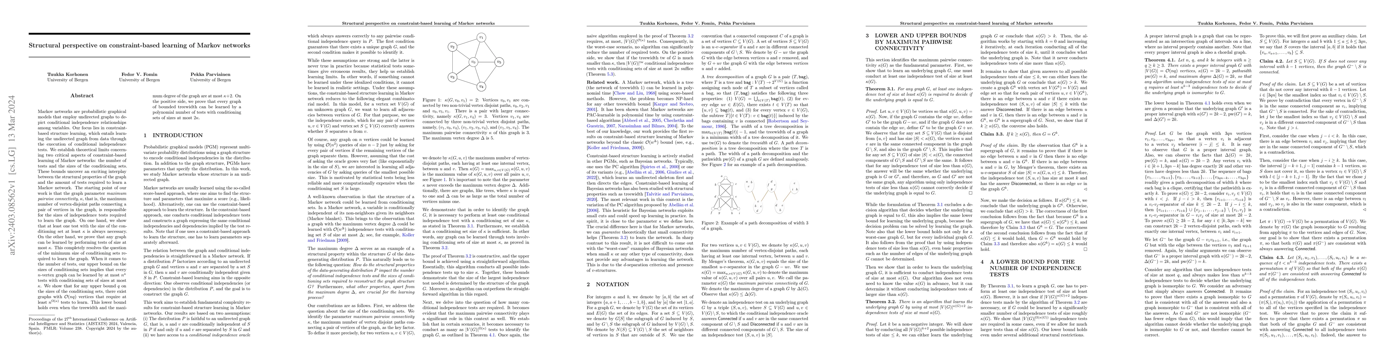 Thumbnail for Structural perspective on constraint-based learning of Markov networks