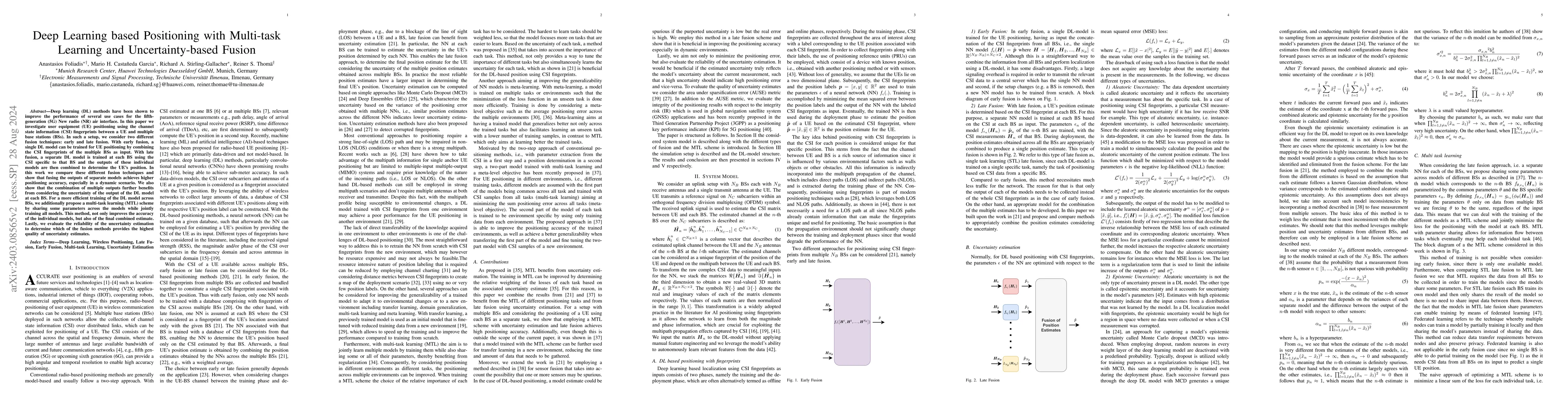 Thumbnail for Deep Learning based Positioning with Multi-task Learning and
  Uncertainty-based Fusion