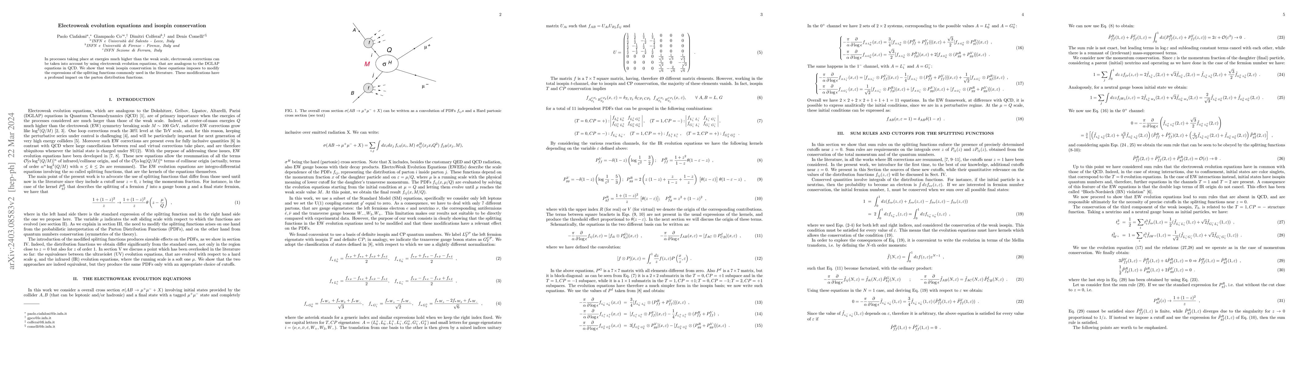 Thumbnail for Electroweak Evolution Equations and Isospin Conservation