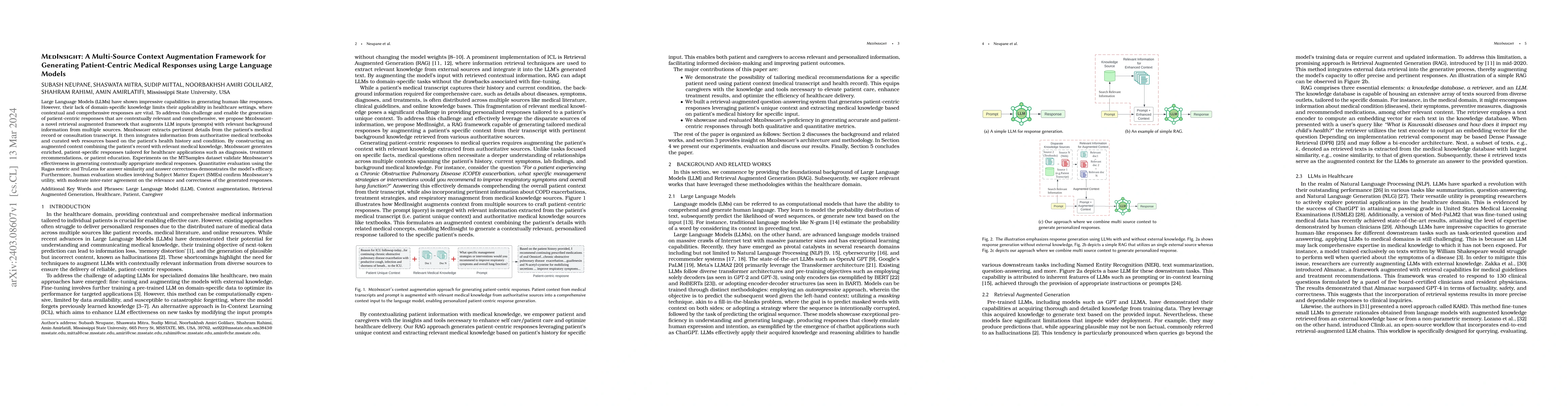 Thumbnail for MedInsight: A Multi-Source Context Augmentation Framework for Generating
  Patient-Centric Medical Responses using Large Language Models