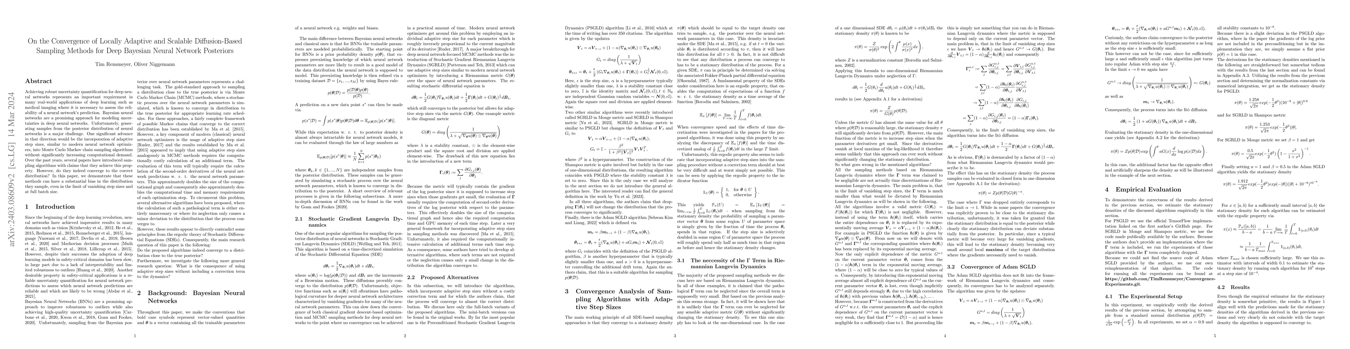 Thumbnail for On the Convergence of Locally Adaptive and Scalable Diffusion-Based
  Sampling Methods for Deep Bayesian Neural Network Posteriors