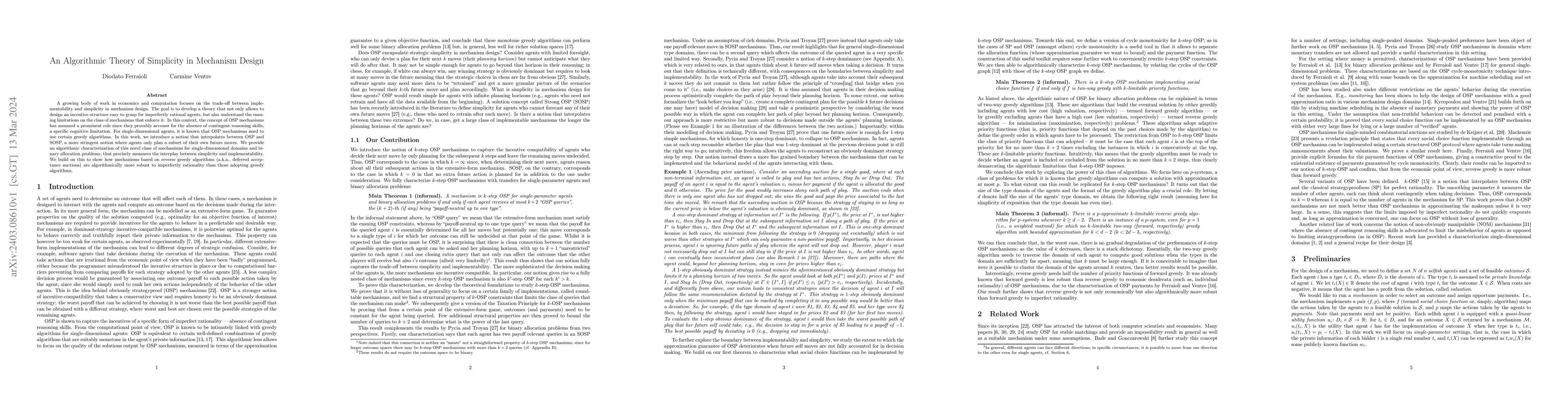 Thumbnail for An Algorithmic Theory of Simplicity in Mechanism Design