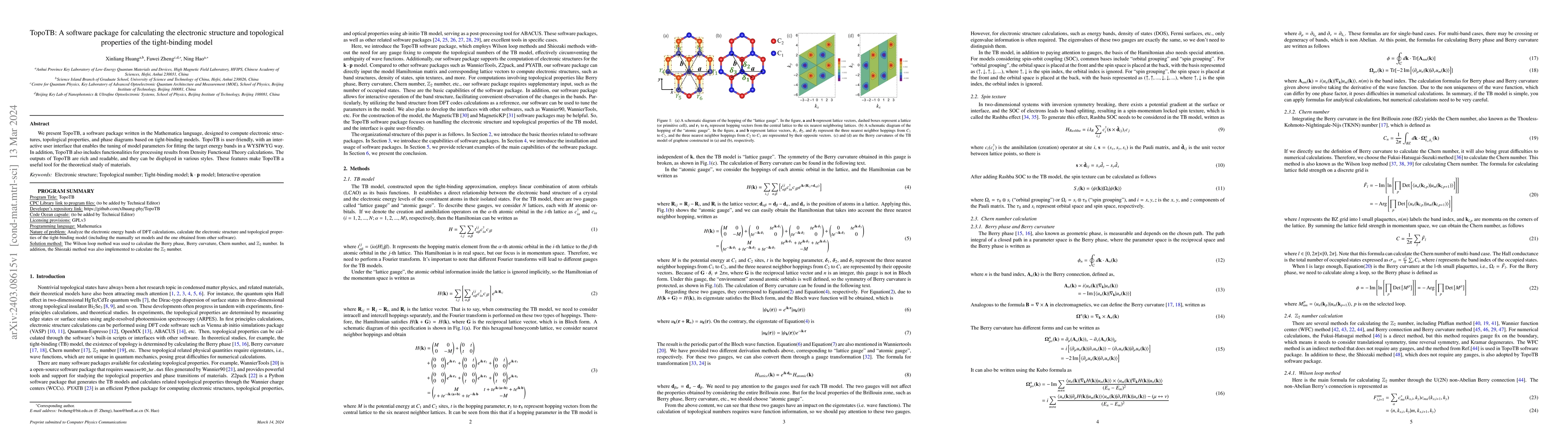 Thumbnail for TopoTB: A software package for calculating the electronic structure and
  topological properties of the tight-binding model