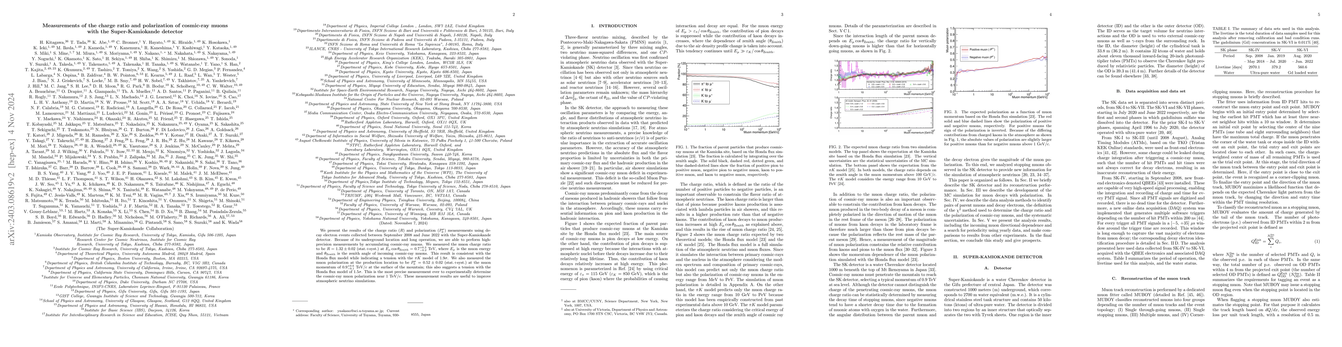 Thumbnail for Measurements of the charge ratio and polarization of cosmic-ray muons
  with the Super-Kamiokande detector