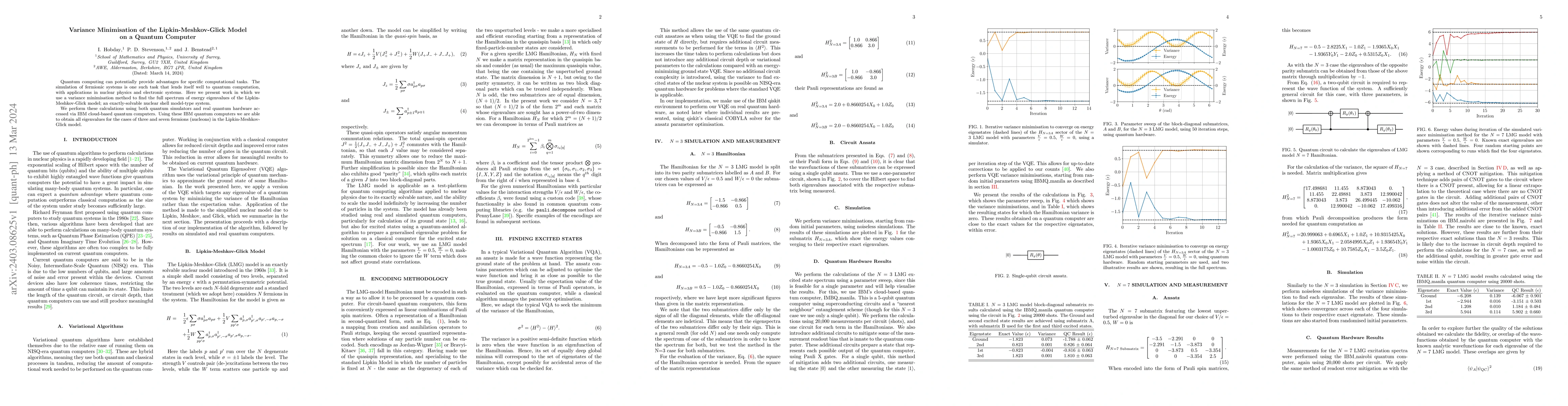 Thumbnail for Variance Minimisation of the Lipkin-Meshkov-Glick Model on a Quantum
  Computer