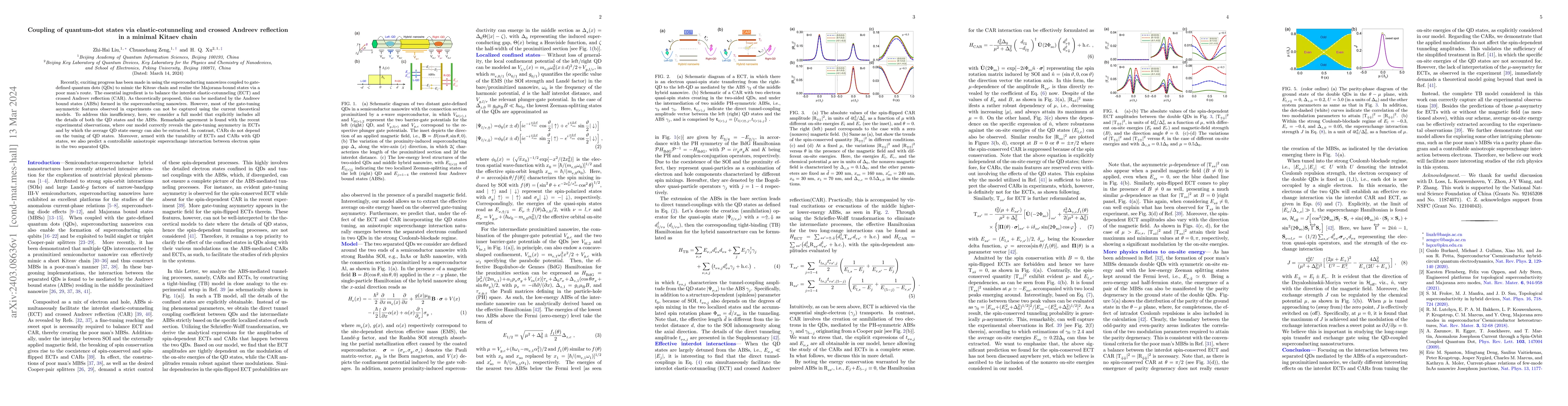 Thumbnail for Coupling of quantum-dot states via elastic-cotunneling and crossed
  Andreev reflection in a minimal Kitaev chain
