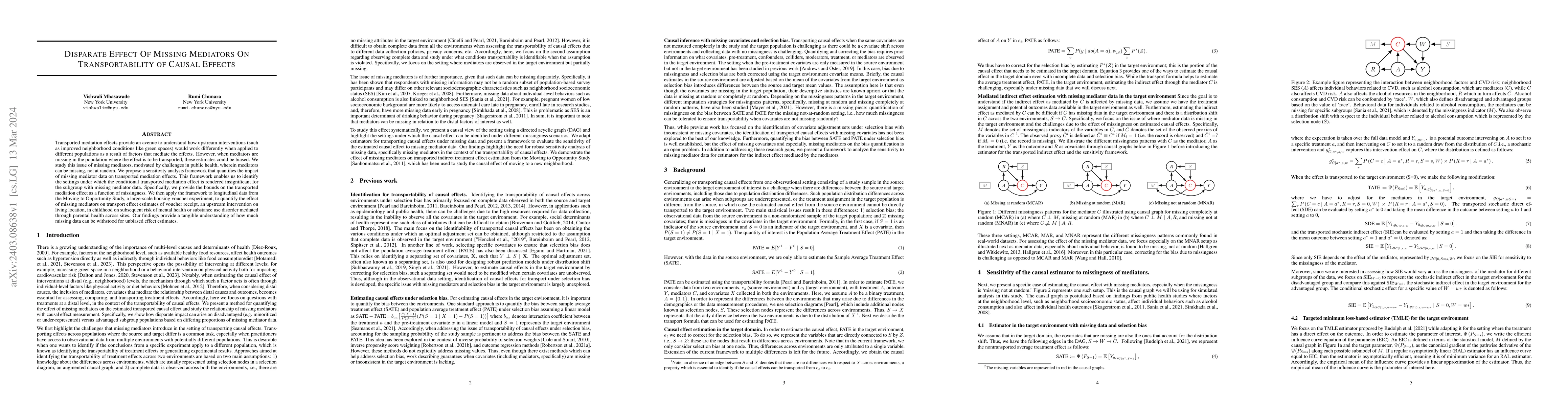 Thumbnail for Disparate Effect Of Missing Mediators On Transportability of Causal
  Effects