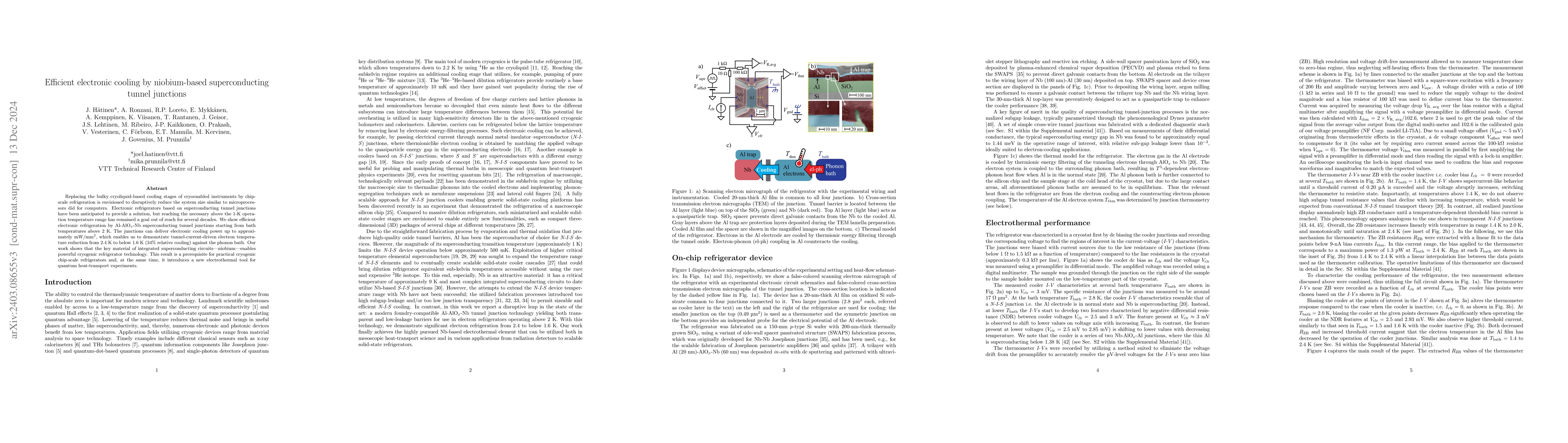Thumbnail for Efficient electronic cooling above 2 K by niobium-based superconducting
  tunnel junctions