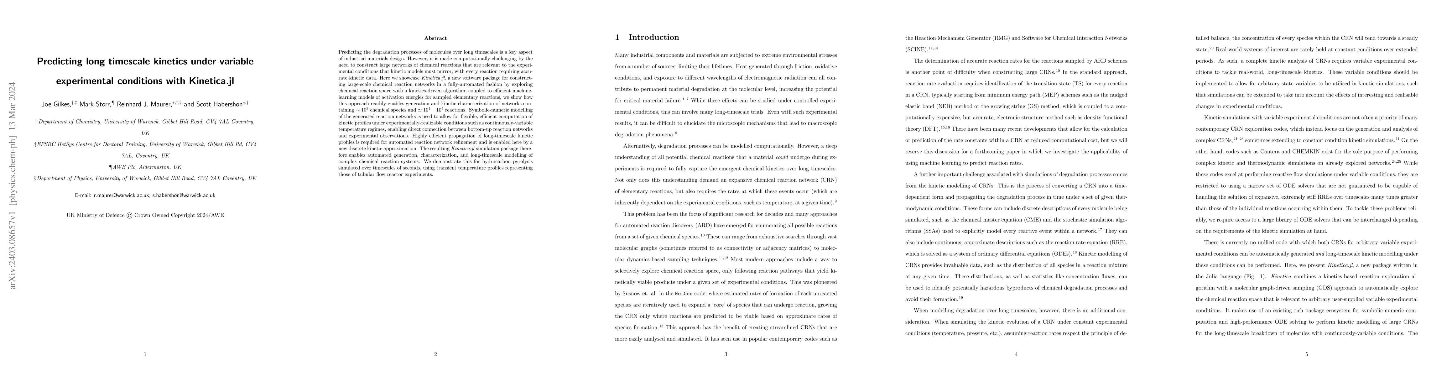 Thumbnail for Predicting long timescale kinetics under variable experimental
  conditions with Kinetica.jl
