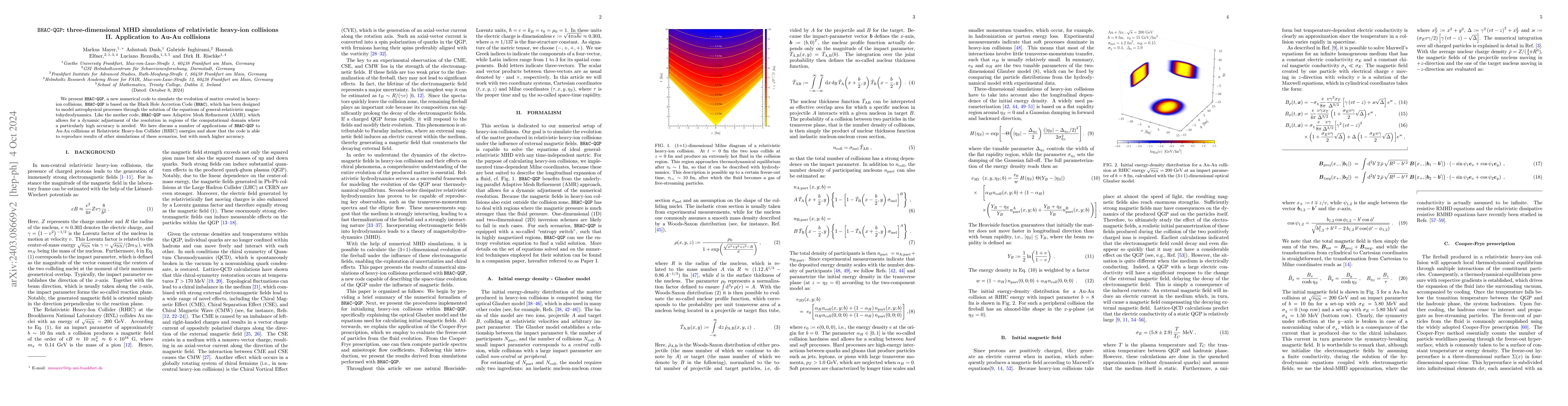 Thumbnail for BHAC-QGP: three-dimensional MHD simulations of relativistic heavy-ion
  collisions, II. Application to Au-Au collisions
