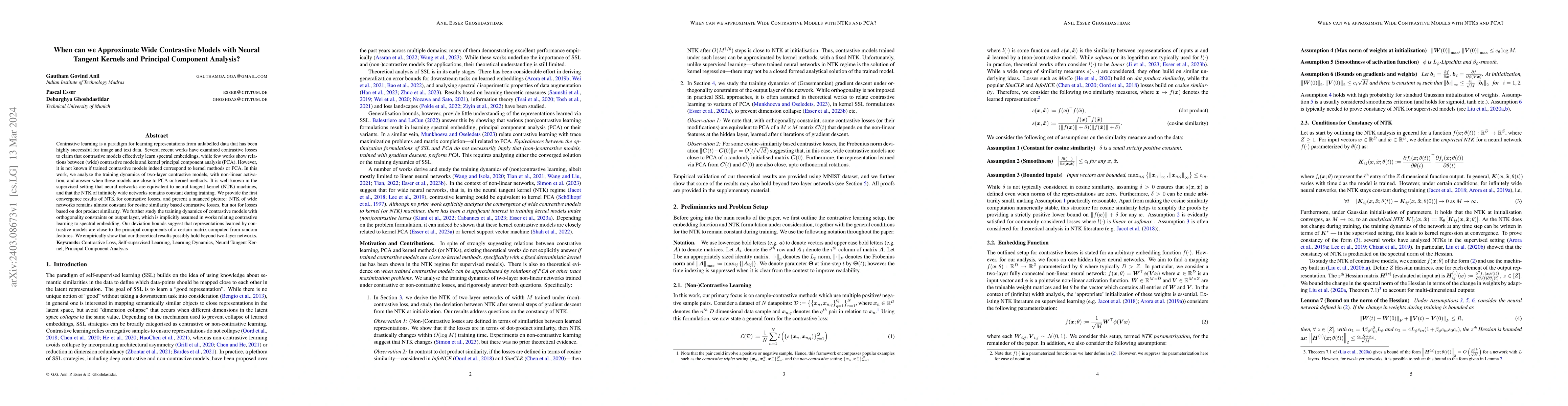 Thumbnail for When can we Approximate Wide Contrastive Models with Neural Tangent
  Kernels and Principal Component Analysis?
