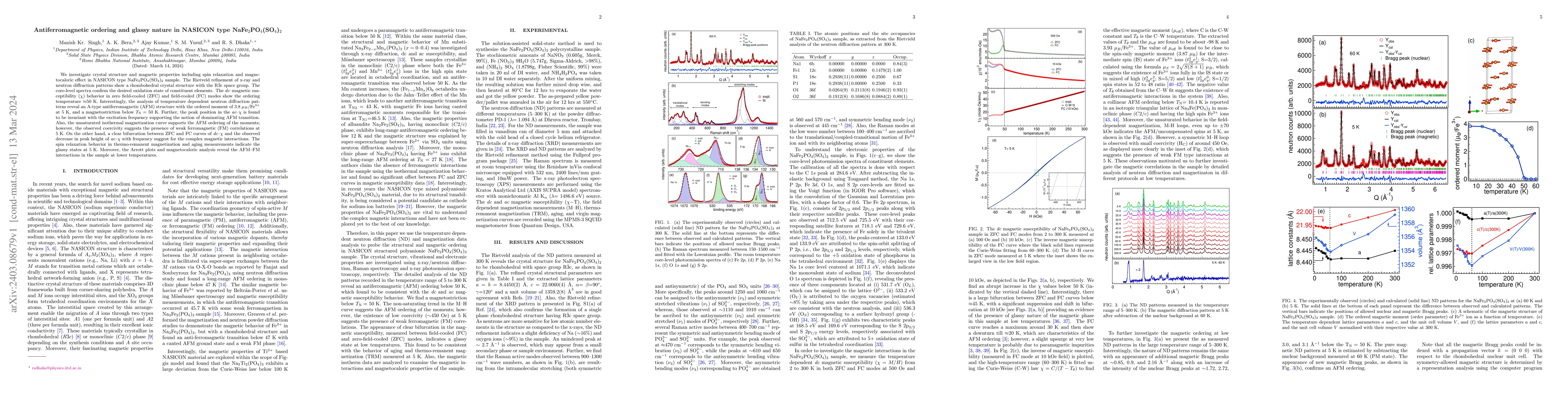 Thumbnail for Antiferromagnetic ordering and glassy nature in NASICON type
  NaFe$_2$PO$_4$(SO$_4$)$_2$