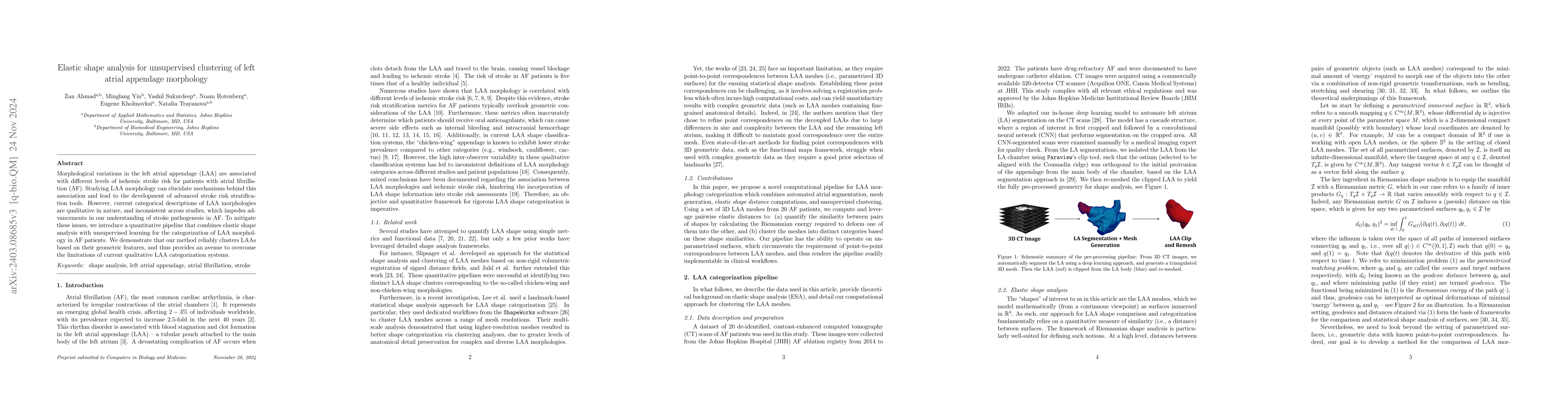 Thumbnail for Elastic shape analysis computations for clustering left atrial appendage
  geometries of atrial fibrillation patients