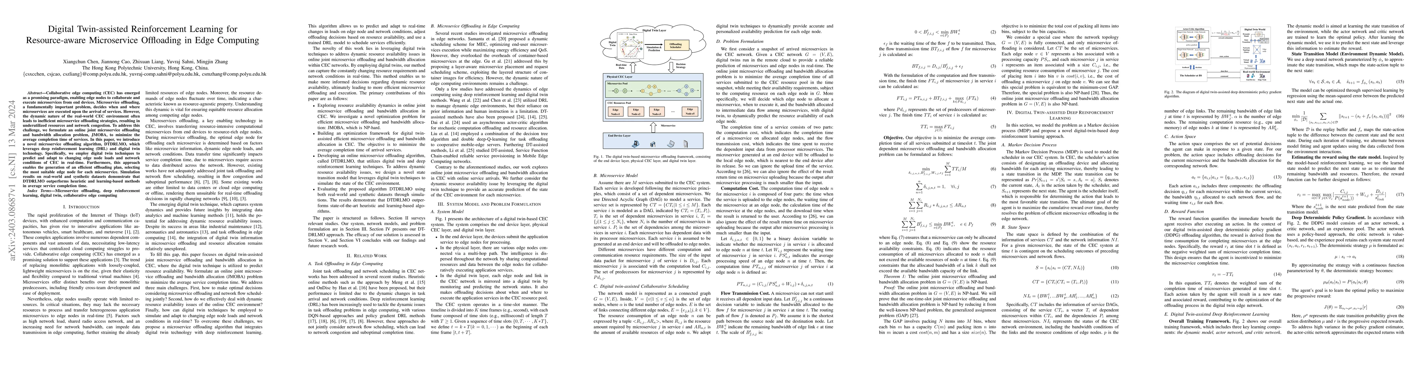 Thumbnail for Digital Twin-assisted Reinforcement Learning for Resource-aware
  Microservice Offloading in Edge Computing