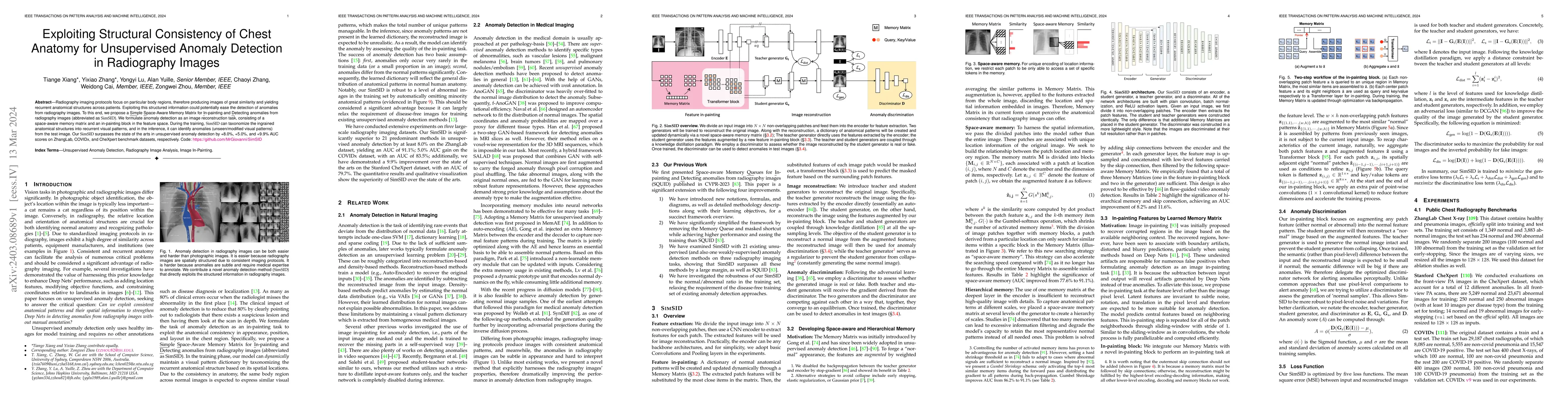 Thumbnail for Exploiting Structural Consistency of Chest Anatomy for Unsupervised
  Anomaly Detection in Radiography Images