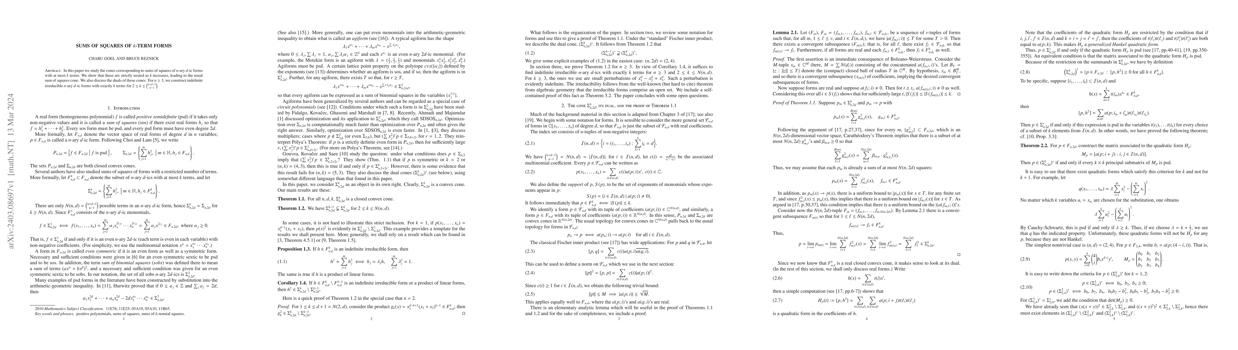 Thumbnail for Sums of squares of k-term forms