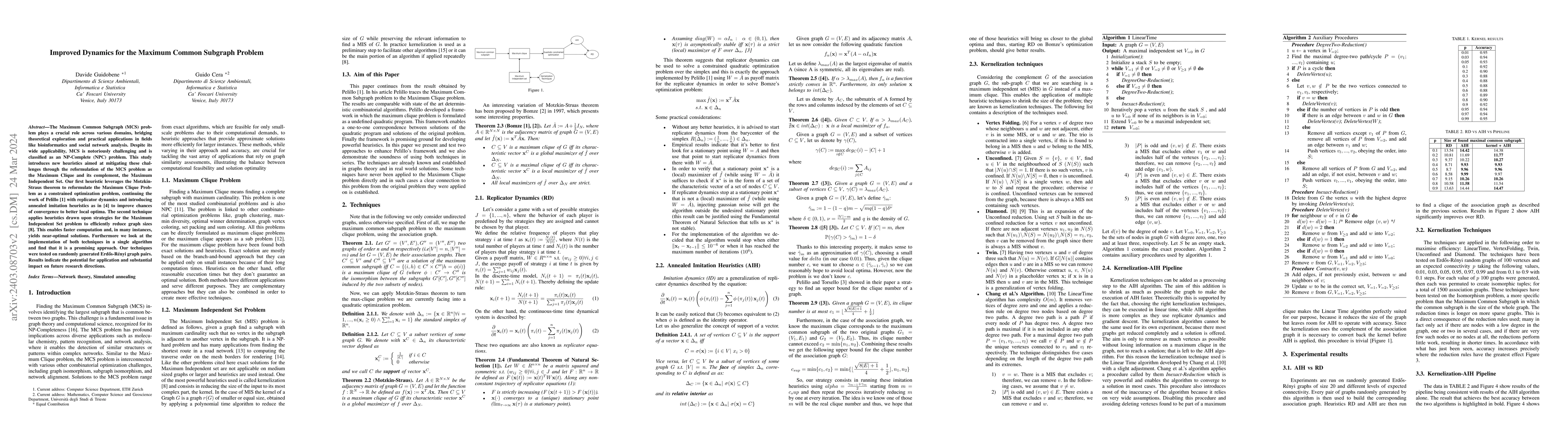 Thumbnail for Improved Dynamics for the Maximum Common Subgraph Problem