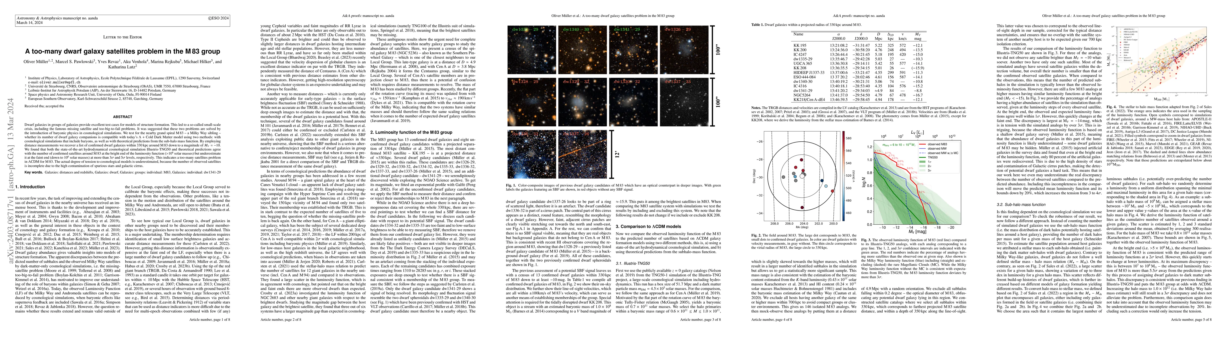 Thumbnail for A too-many dwarf galaxy satellites problem in the M83 group