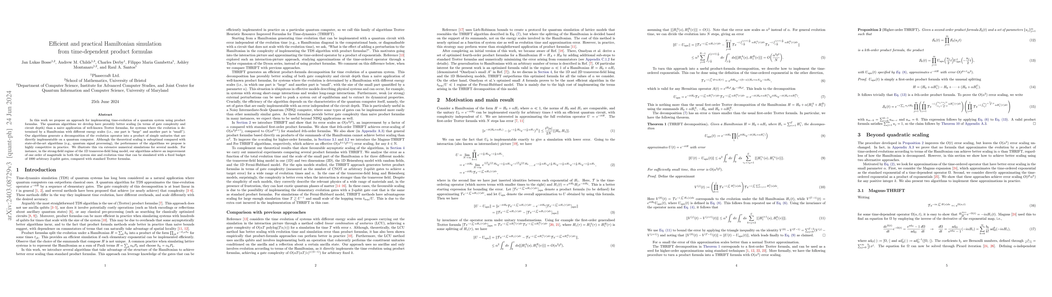Thumbnail for Efficient and practical Hamiltonian simulation from time-dependent
  product formulas