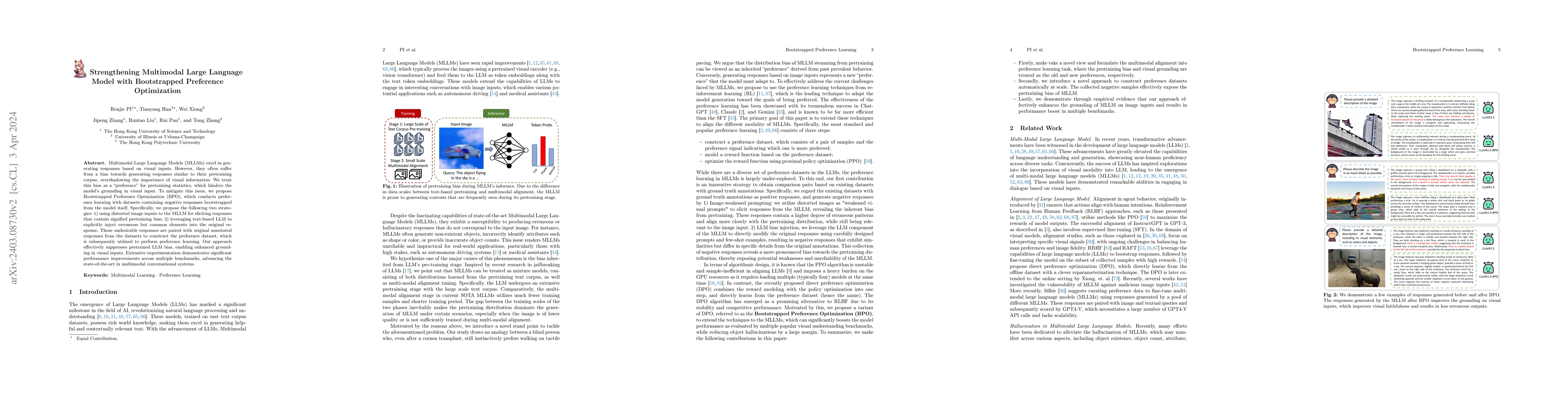 Thumbnail for Strengthening Multimodal Large Language Model with Bootstrapped
  Preference Optimization