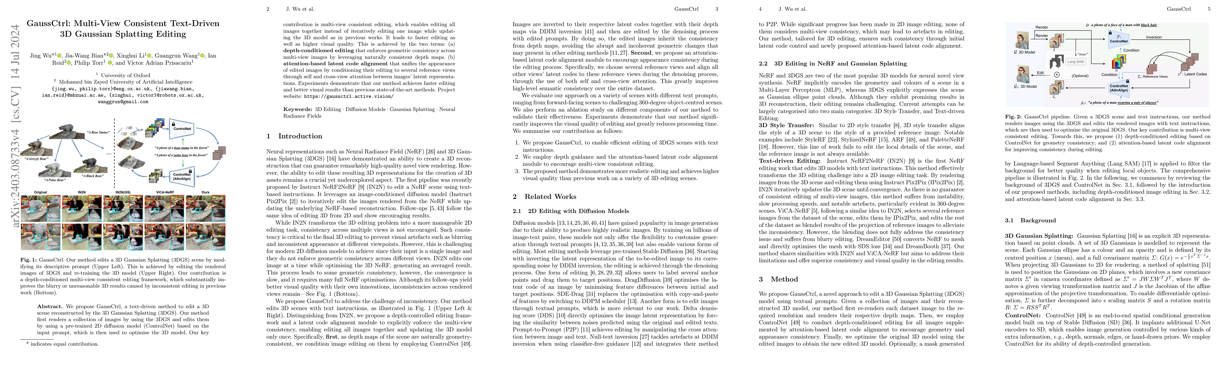 Thumbnail for GaussCtrl: Multi-View Consistent Text-Driven 3D Gaussian Splatting
  Editing
