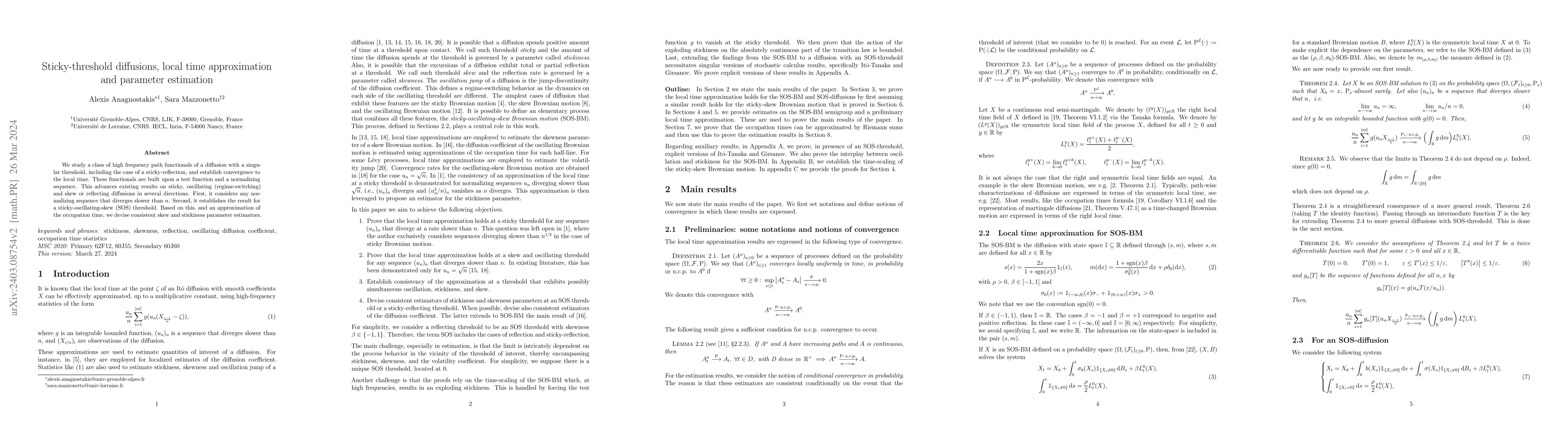 Thumbnail for Sticky-threshold diffusions, local time approximation and parameter
  estimation
