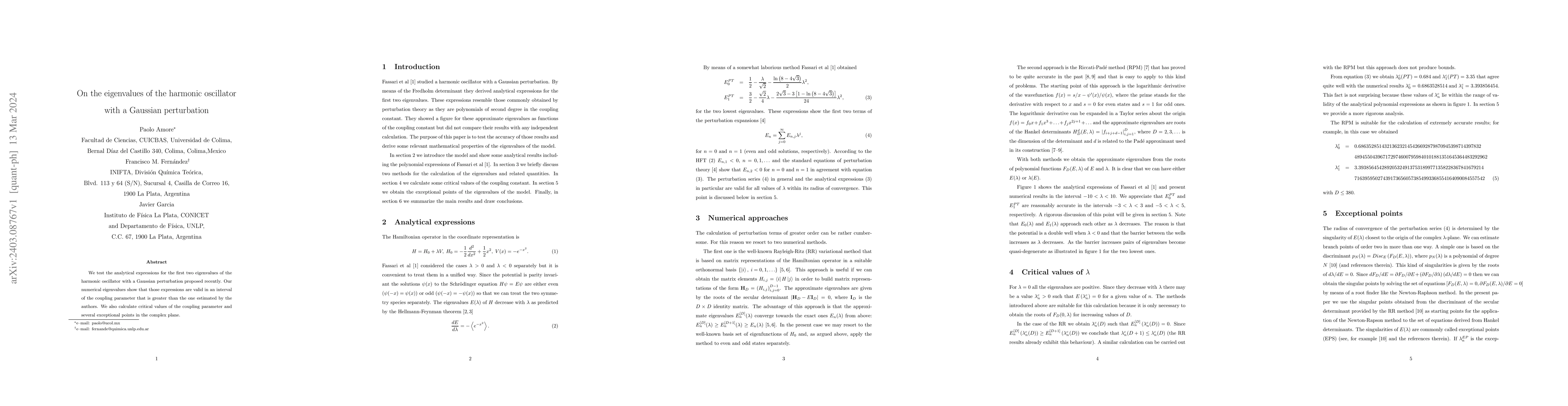 Thumbnail for On the eigenvalues of the harmonic oscillator with a Gaussian
  perturbation
