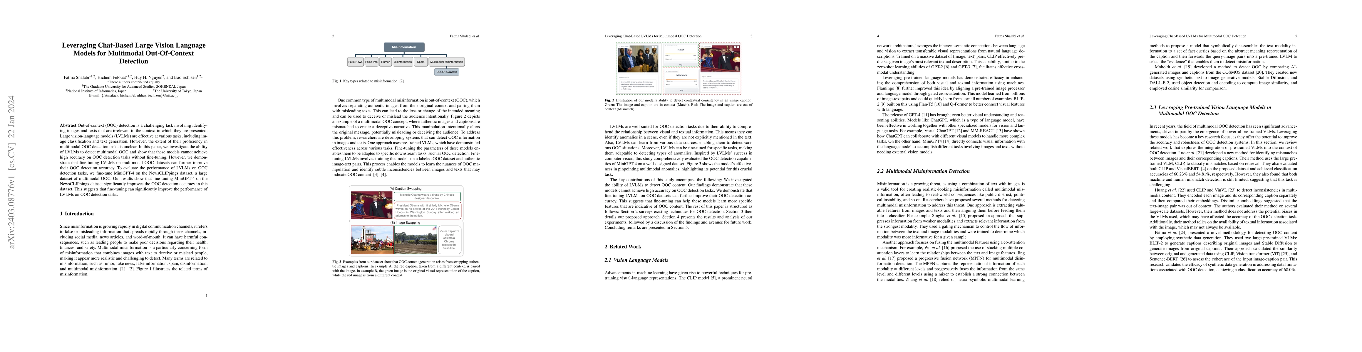 Thumbnail for Leveraging Chat-Based Large Vision Language Models for Multimodal
  Out-Of-Context Detection