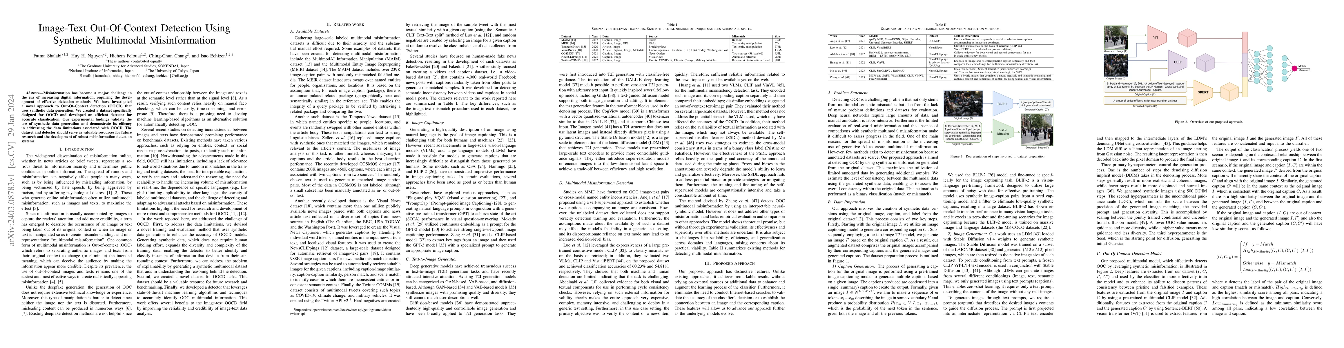 Thumbnail for Image-Text Out-Of-Context Detection Using Synthetic Multimodal
  Misinformation