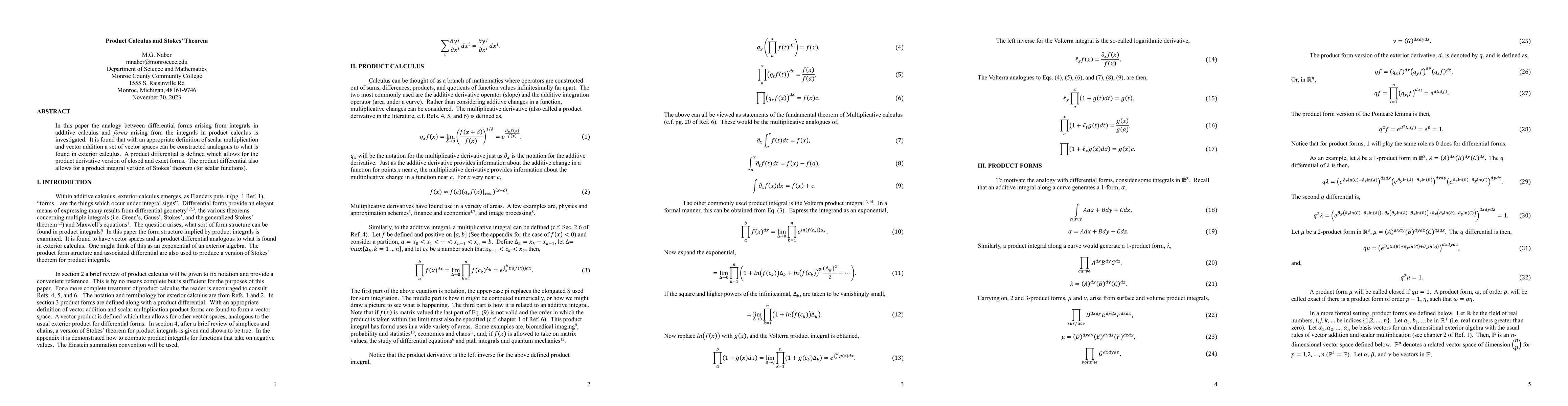 Thumbnail for Product Calculus and Stokes Theorem