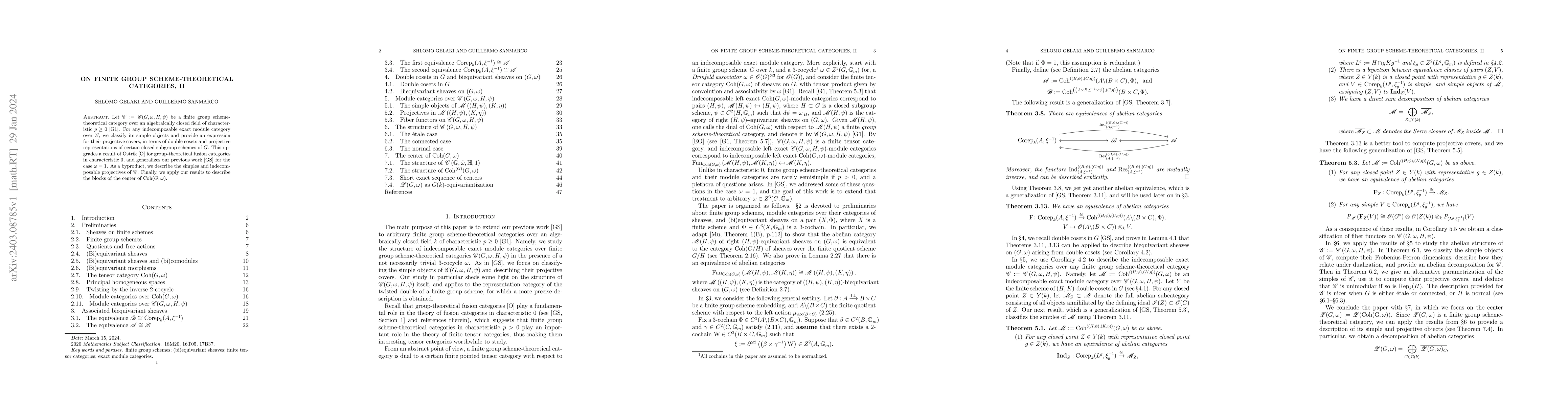 Thumbnail for On finite group scheme-theoretical categories, II