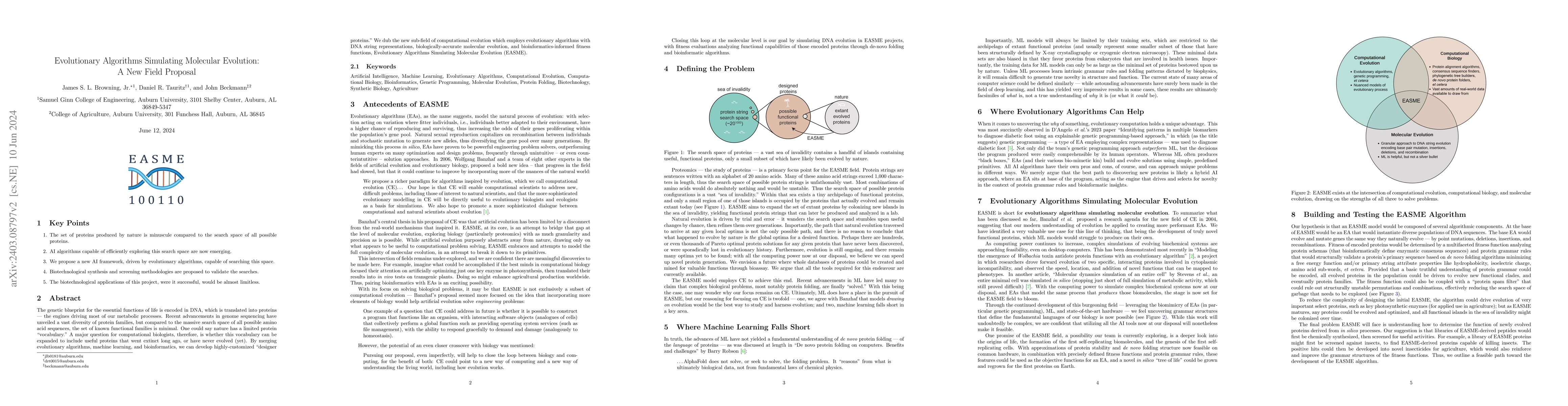 Thumbnail for Evolutionary Algorithms Simulating Molecular Evolution: A New Field
  Proposal