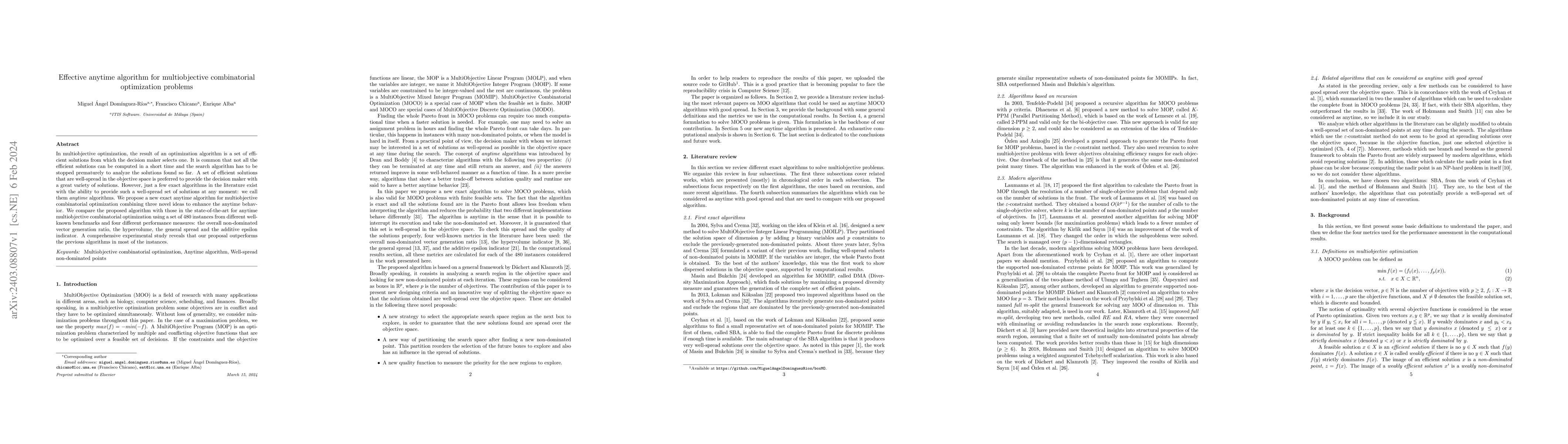 Thumbnail for Effective anytime algorithm for multiobjective combinatorial
  optimization problems