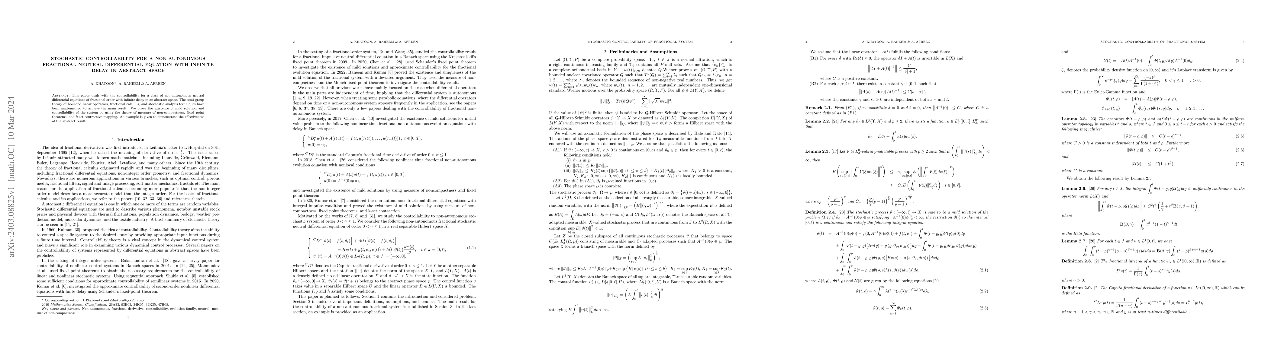 Thumbnail for Stochastic controllability for a non-autonomous fractional neutral
  differential equation with infinite delay in abstract space