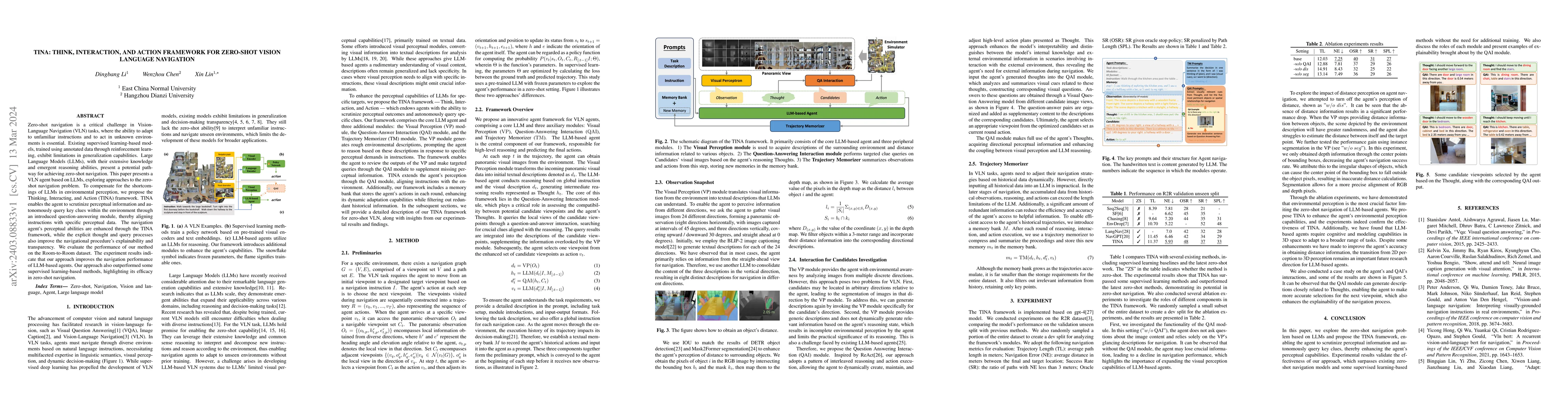 Thumbnail for TINA: Think, Interaction, and Action Framework for Zero-Shot Vision
  Language Navigation