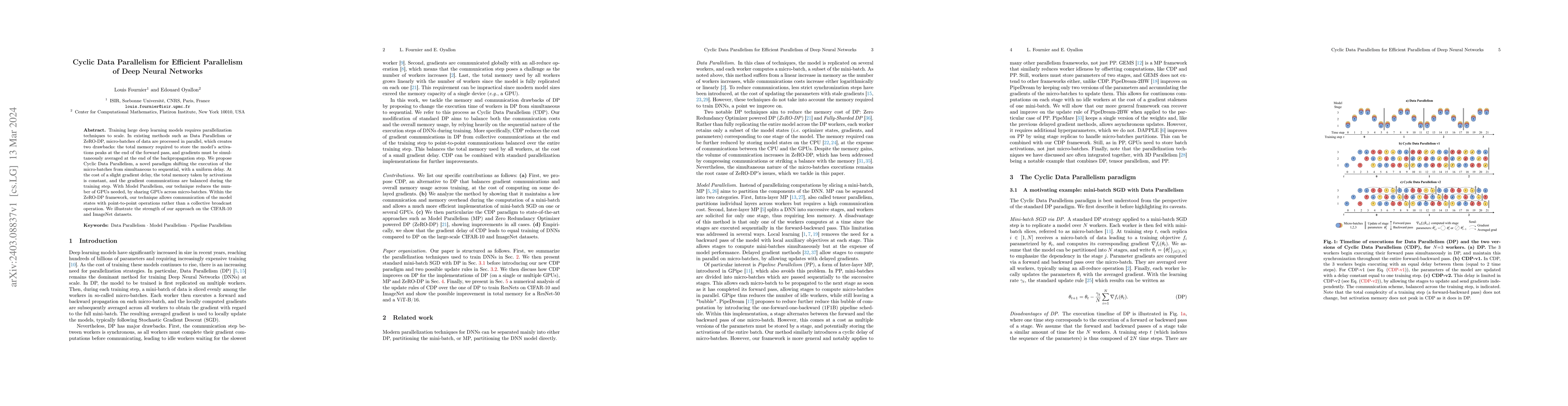 Thumbnail for Cyclic Data Parallelism for Efficient Parallelism of Deep Neural
  Networks