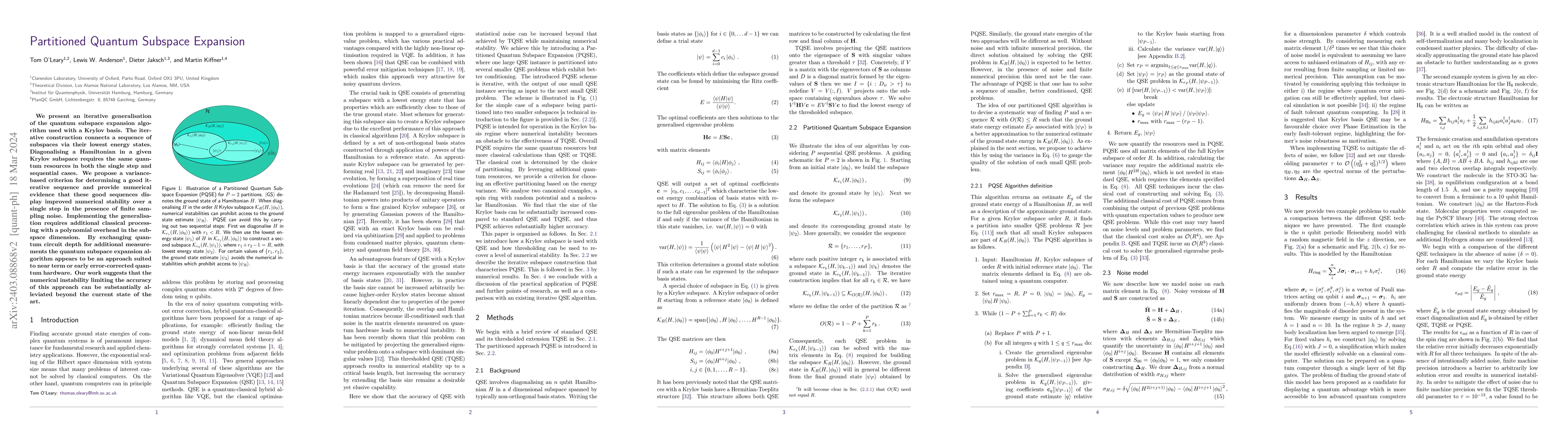 Thumbnail for Partitioned Quantum Subspace Expansion