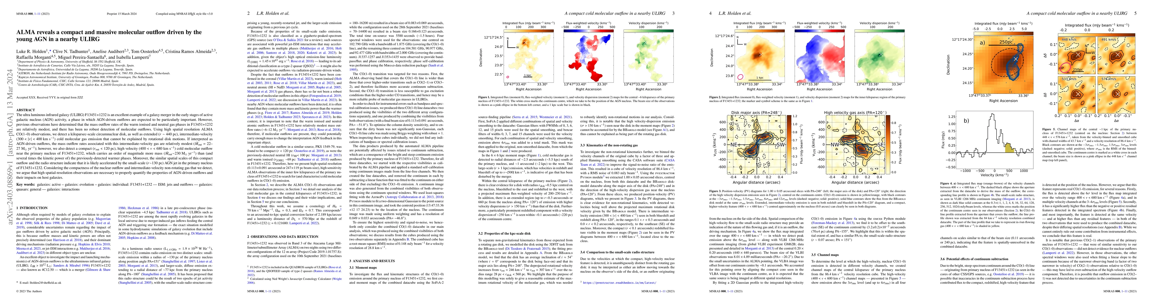 Thumbnail for ALMA reveals a compact and massive molecular outflow driven by the young
  AGN in a nearby ULIRG