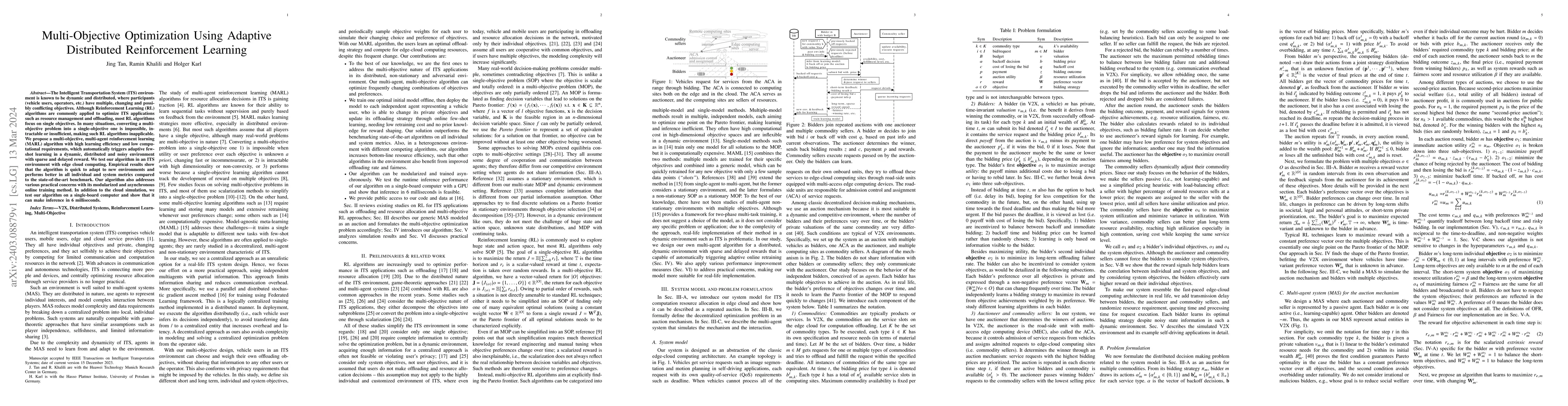 Thumbnail for Multi-Objective Optimization Using Adaptive Distributed Reinforcement
  Learning
