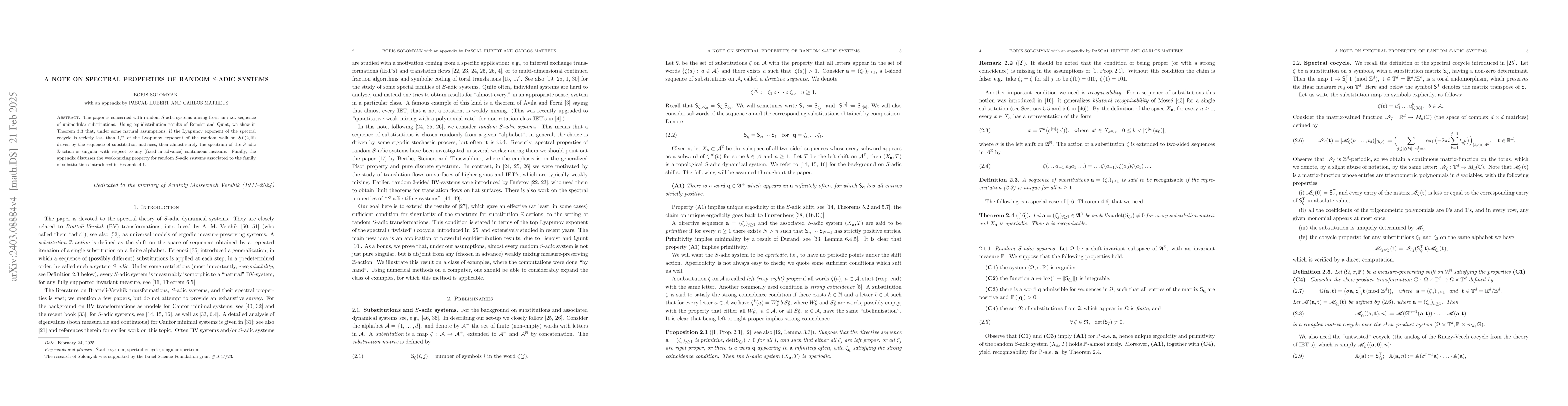 Thumbnail for A note on spectral properties of random $S$-adic systems