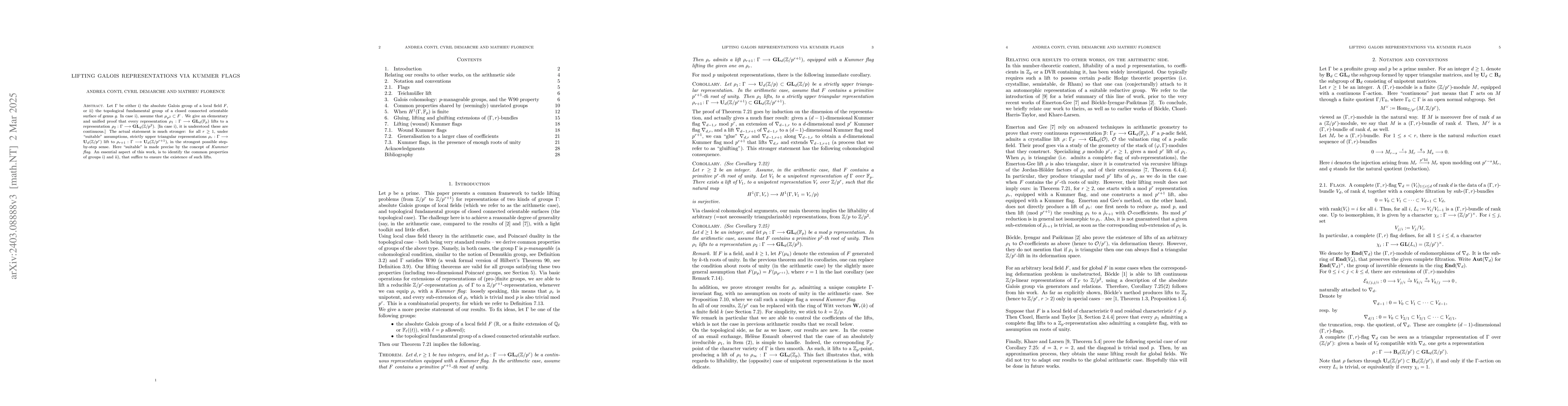 Thumbnail for Lifting Galois representations via Kummer flags