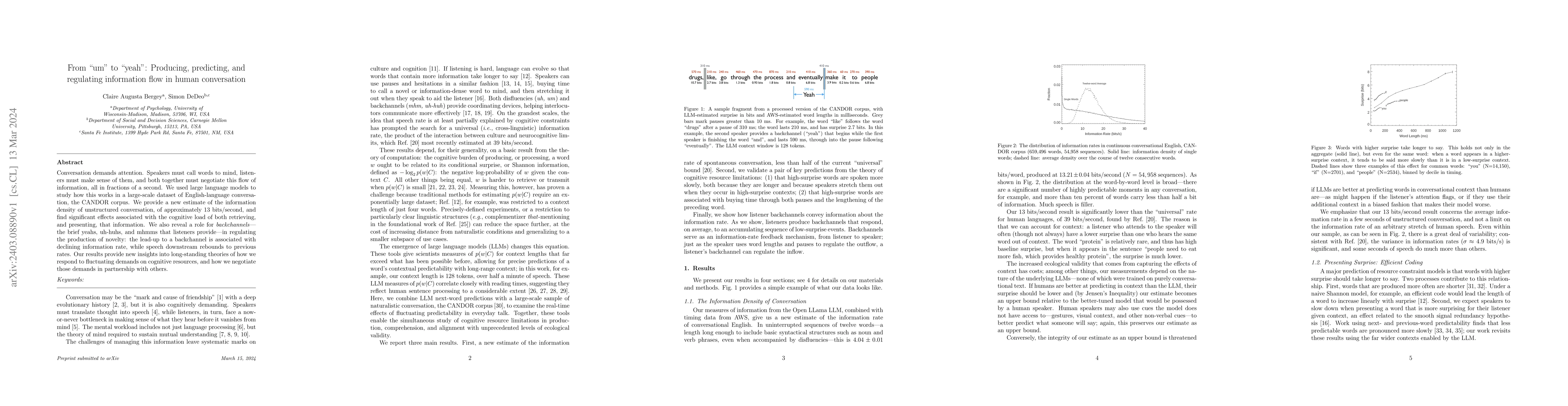 Thumbnail for From "um" to "yeah": Producing, predicting, and regulating information
  flow in human conversation