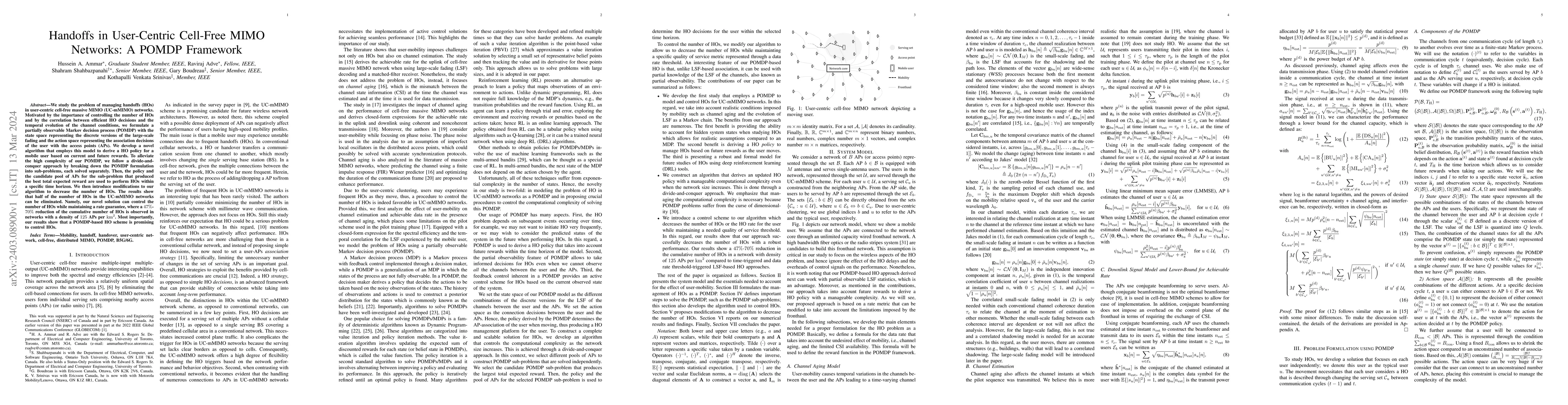Thumbnail for Handoffs in User-Centric Cell-Free MIMO Networks: A POMDP Framework