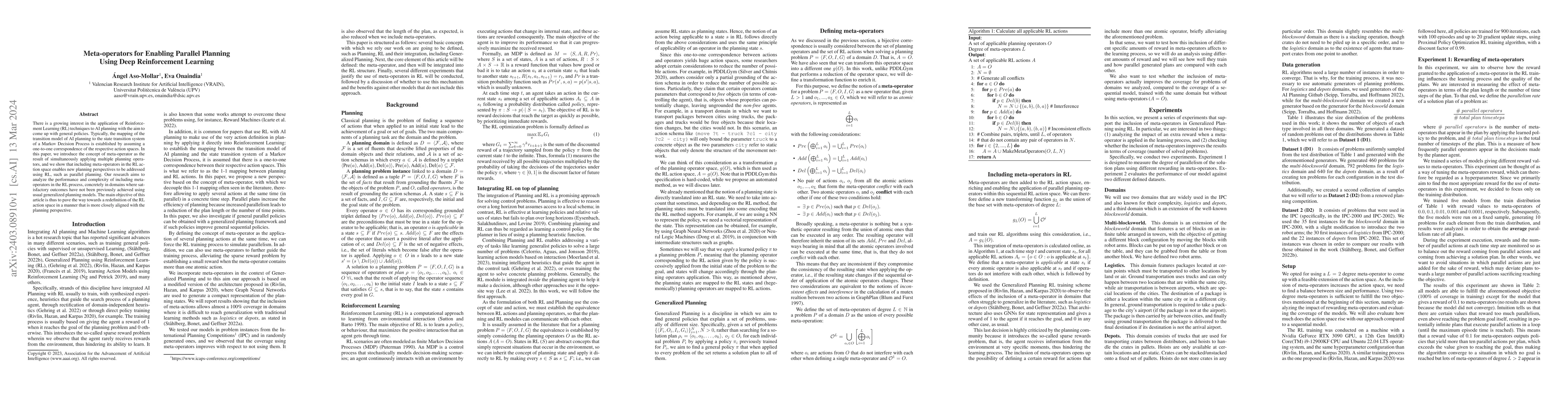 Thumbnail for Meta-operators for Enabling Parallel Planning Using Deep Reinforcement
  Learning