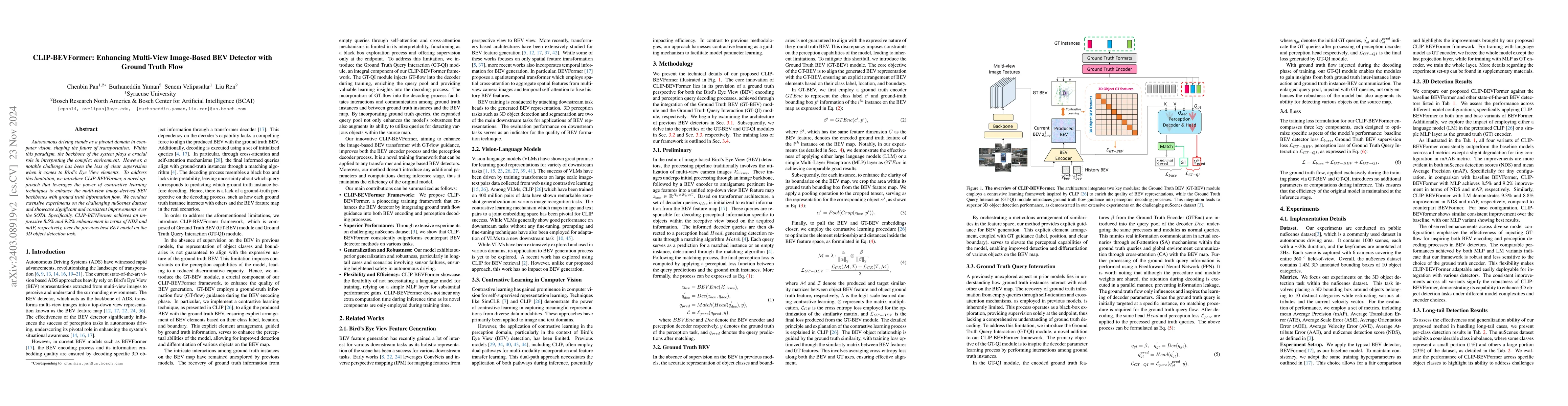 Thumbnail for CLIP-BEVFormer: Enhancing Multi-View Image-Based BEV Detector with
  Ground Truth Flow