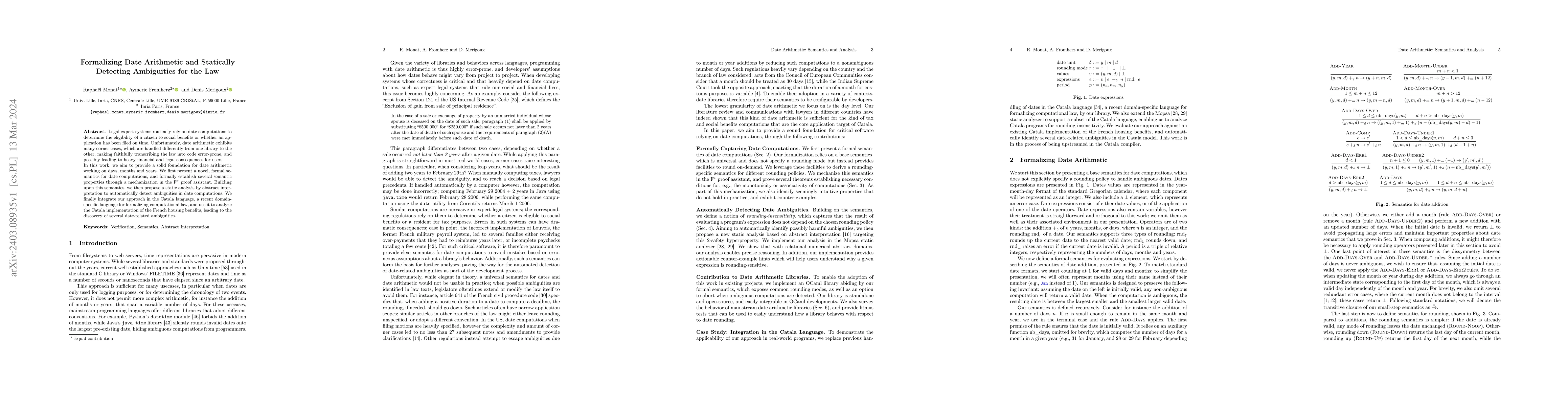 Thumbnail for Formalizing Date Arithmetic and Statically Detecting Ambiguities for the
  Law