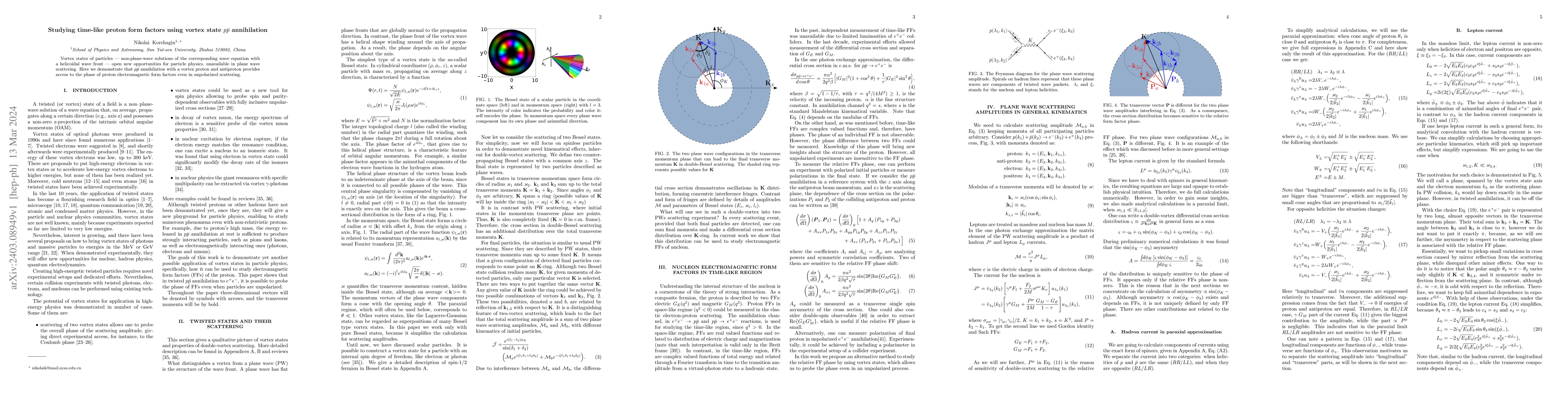 Thumbnail for Studying time-like proton form factors using vortex state $p\bar{p}$
  annihilation